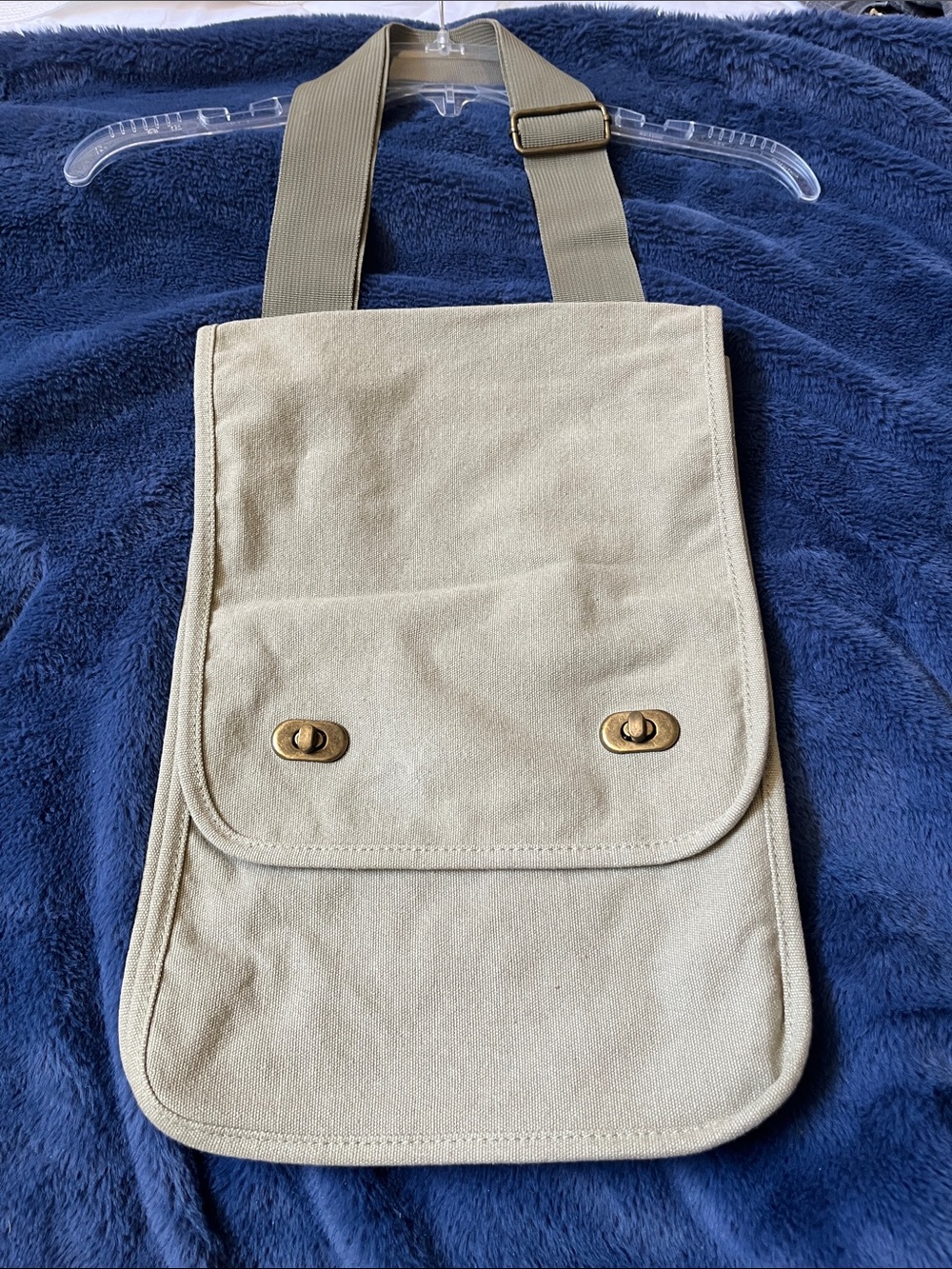 Comfort Colors Beige Canvas Messenger Bag with Adjustable Strap